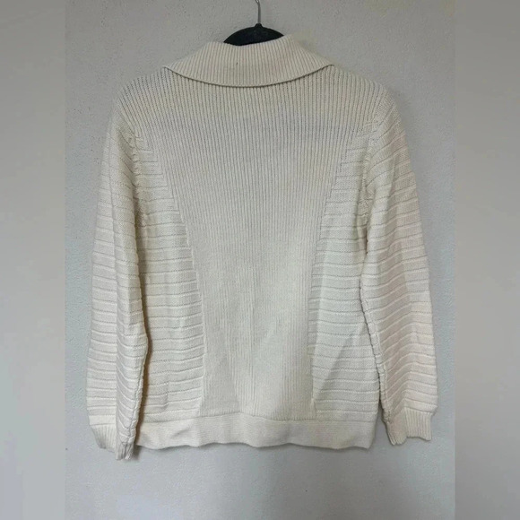 Classic Cream Collared Cardigan Liz Claiborne Cardigan Womens L - Picture 7 of 9